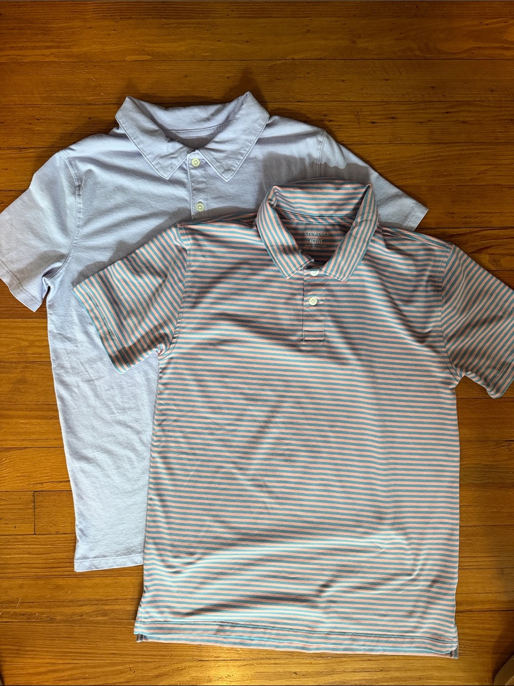 J. Crew/Cat & Jack Boys' Polo Duo - Light Purple & Blue-Pink Striped